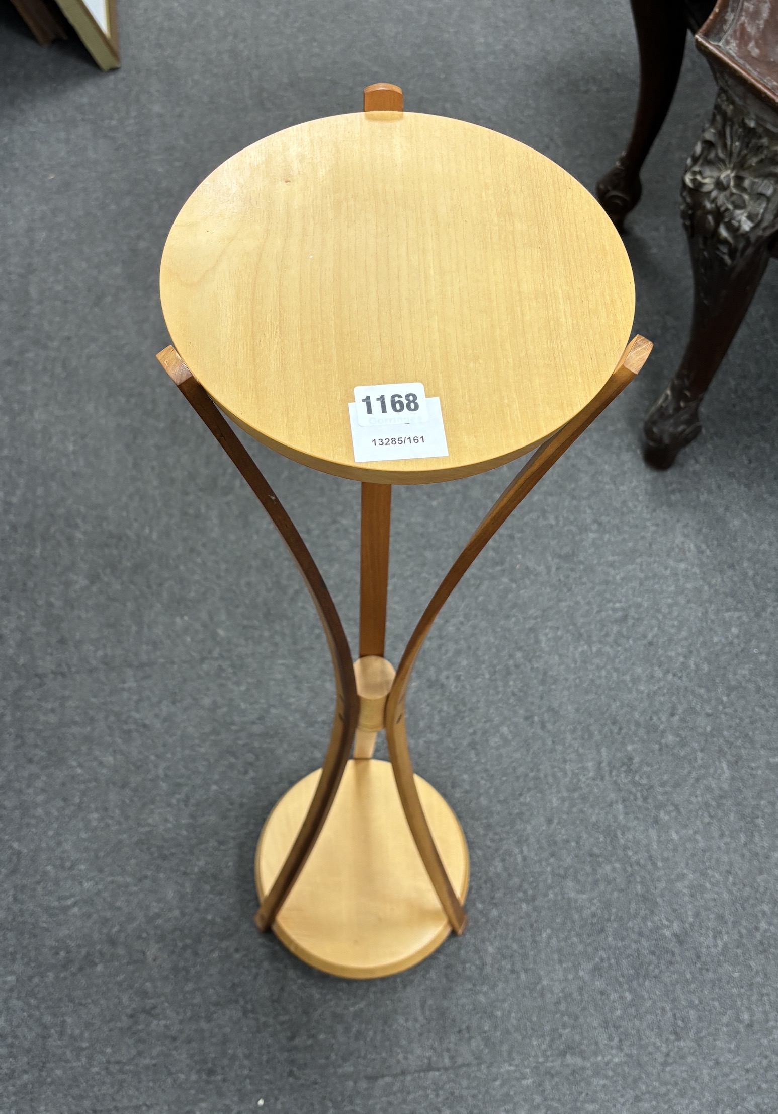 A Contemporary cherry wood plant stand, height 100cm